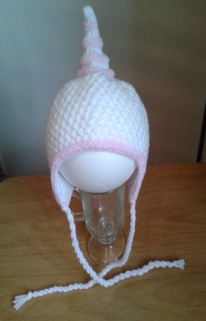 Little White and Pink------------ Baby Pixie Hat