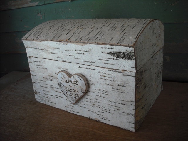 Handmade Birch Bark Treasure Chest or card box, made with New Hampshire bark, for a rustic, nature, fairytail, woodland, outdoor weddings.