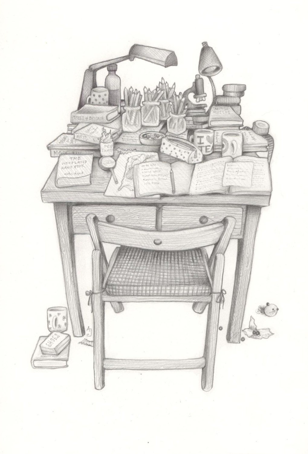 Original A4 illustration by Andrea Joseph - My Desk