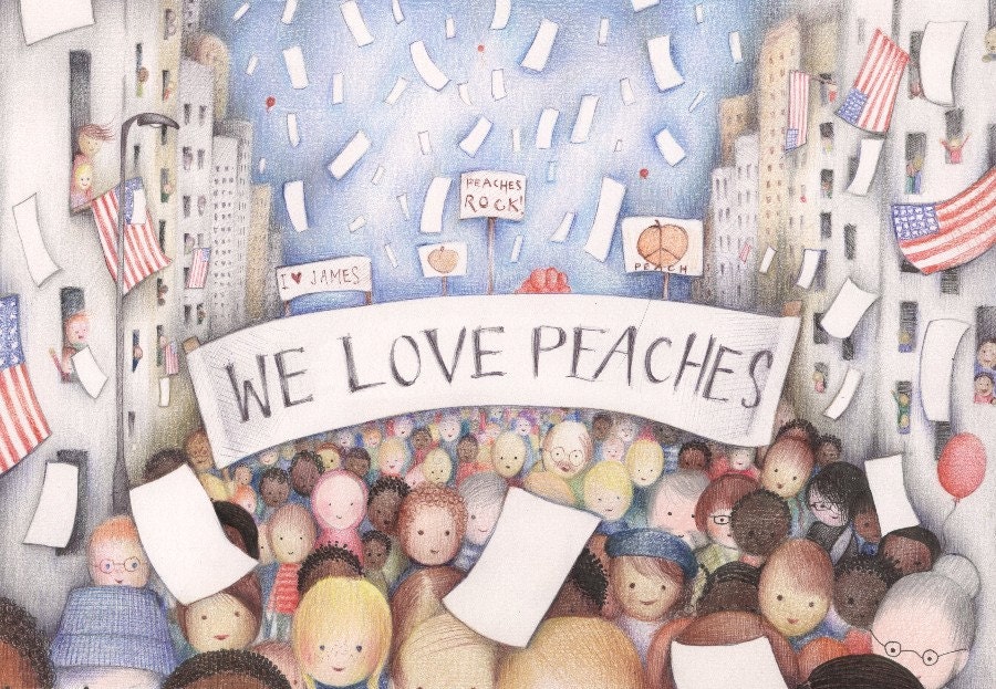 Original drawing A4 size James and the Giant Peach illustration