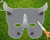 Rhinoceros Halloween Mask, Party Mask, Printable PDF