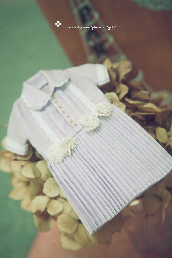 jiajiadoll cream violet little flower dress for Momoko or Misaki or Blythe or Middie Blythe or ob27 ob23