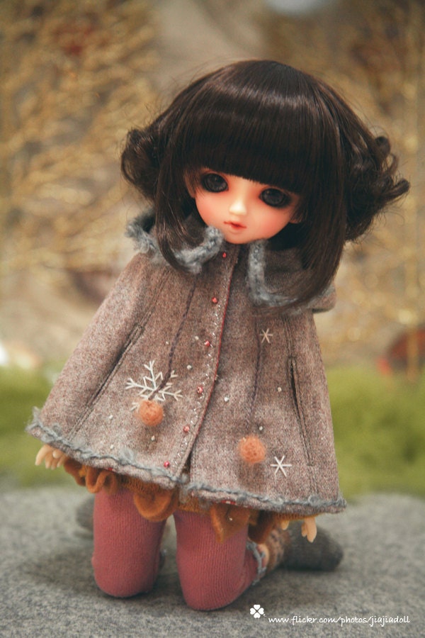 jiajiadoll camel snow flower hooded coats cape 2 WAY-for YoSD 1/6 BJD