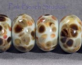 Autumn Green Handmade Glass Lampwork (7) Beads by Pink Beach Studios - SRA
