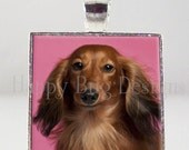 Doxie Dachshund Pendant 1" Square