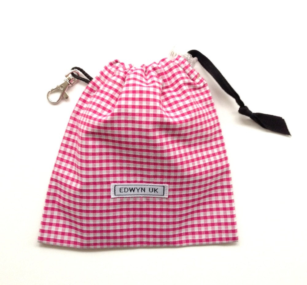 SALE - Pink Gingham Heart Dog Tidy Pouch