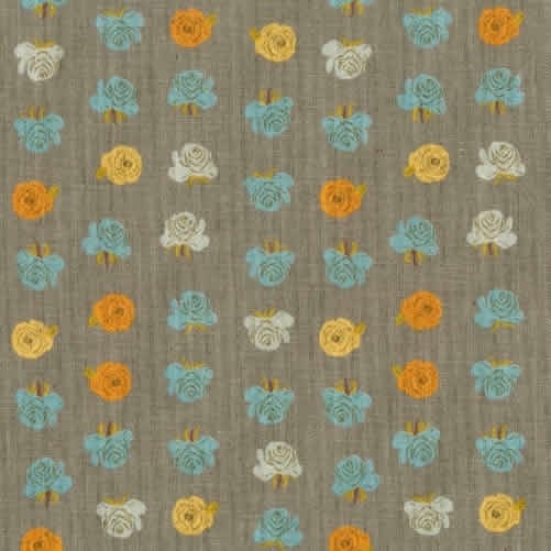 Heather Ross Far Far Away 2 Roses on Grey