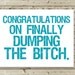 Funny Congratulations on Divorce Greeting Card -- Congrats on Finally Dumping the Bitch