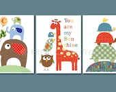 Kids Wall Art-colorful animals print set for boys
