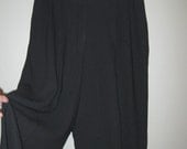 Vintage Black Dress Pants / Women's Trousers / Elastic Waist / Wide Leg Pants / Vintage Slacks / Women / Bottoms / size 10 / 12 / Large