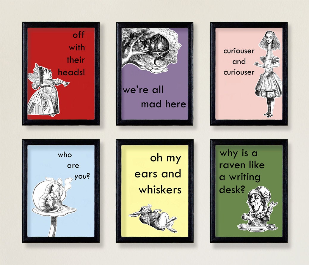 Alice in Wonderland 4x6 Quotes Phrases Art Print by WonderlandShop