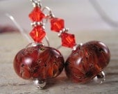 Light Siam Red Lampwork Earrings, Glass Boro Lampwork Earrings,  Beaded Glass Lampwork Earrings, Valentine Gift