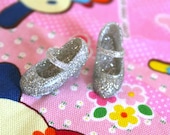 Blythe silver glittery High Heeled Mary Jane shoes