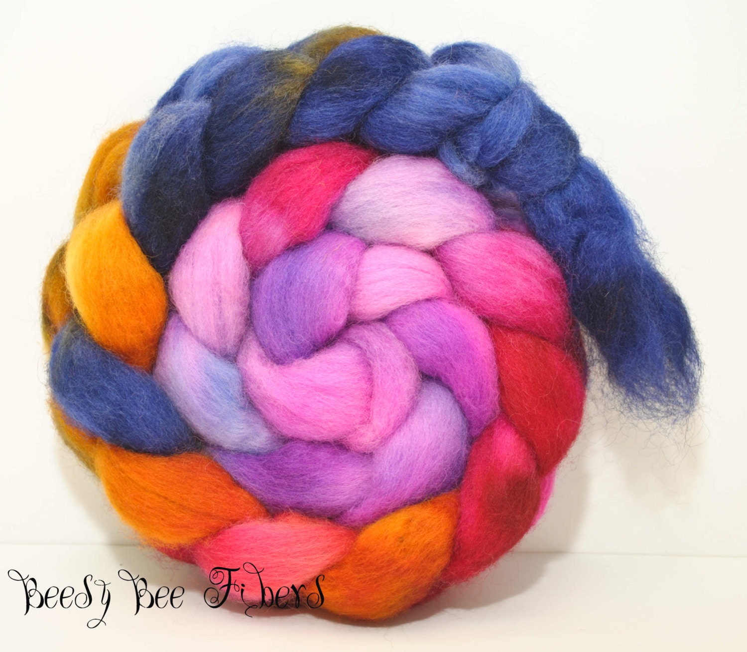Wool Roving Hand Painted Finnish Combed Top Spinning or Felting Fiber - 4.2 oz - ROMANCE
