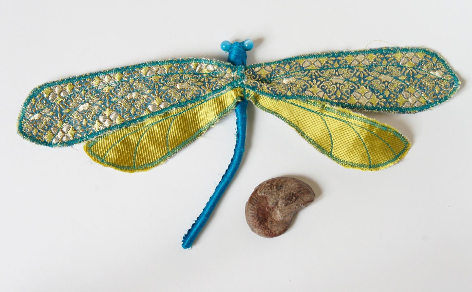 Soft Sculpture Dragonfly Vintage Fabric Blue or Green