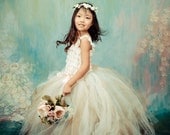 The Vintage Luxe Couture Tulle Skirt - Sewn Tutu - champagne and gold - for flower girls, portraits, formal events