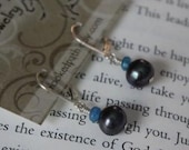 Handmade Freshwater Pearl and Angelite Earring on Sterling Silver "Honesty"