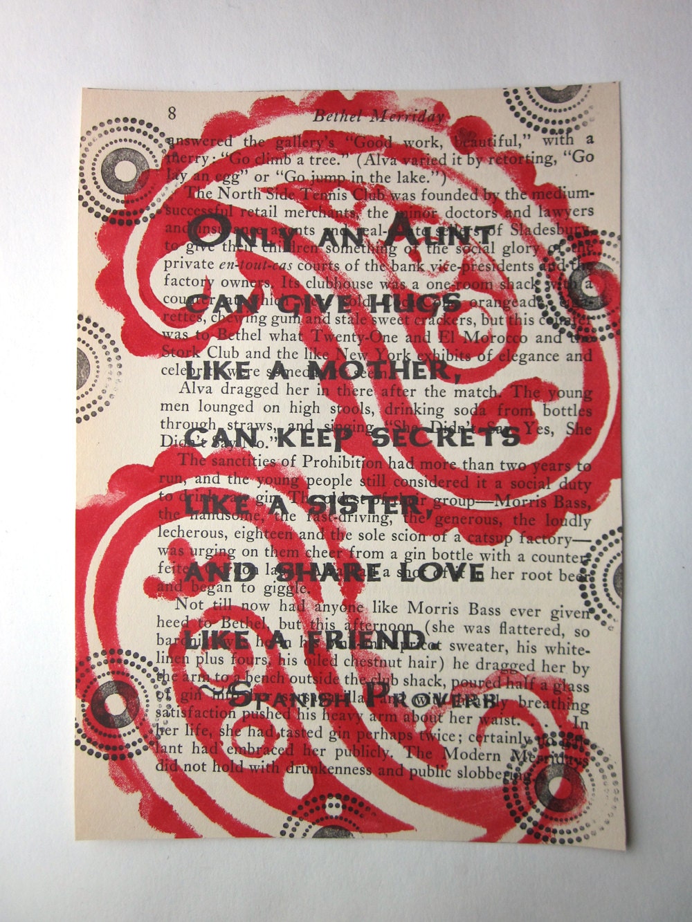 Aunt quote Spanish Proverb print on a book page