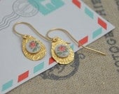 Vintage Flower Earrings, Drop Earrings, Vintage Style Earrings, Flower Earrings, Gold Filled Earrings
