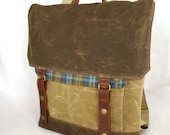 Blue Plaid Waxed Canvas Backpack