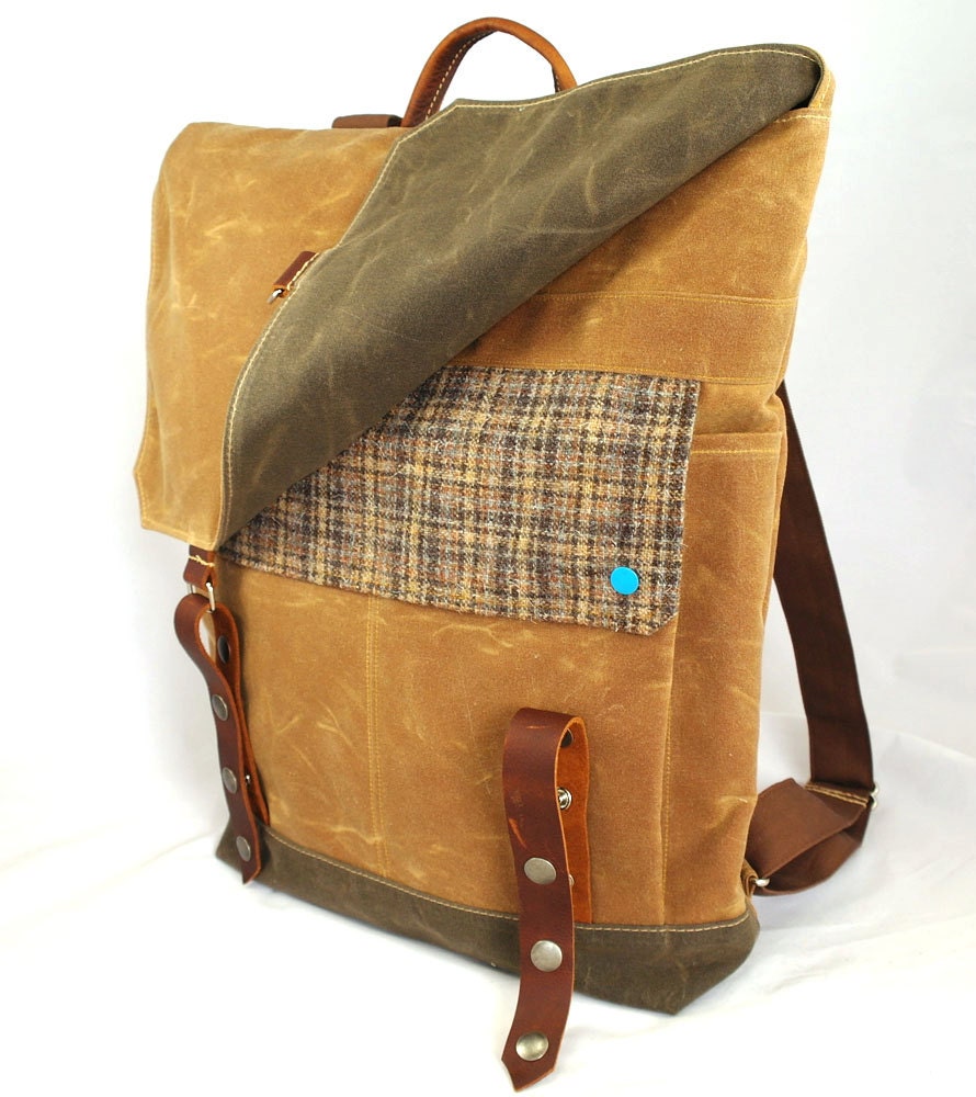 Blue Snap Tall Boy Waxed Canvas Backpack