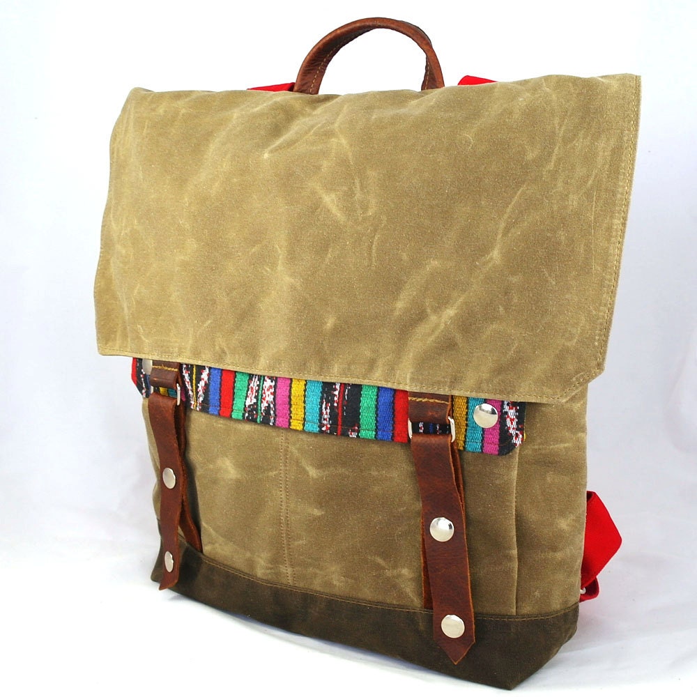 Summer Stripe Waxed Canvas Backpack