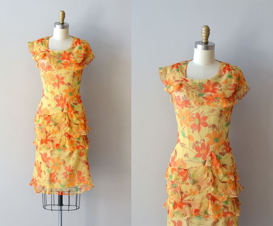 vintage 20s dress / chiffon 1920s dress / Double Happiness dress