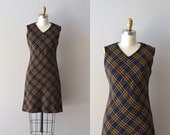 1960s plaid dress / wool jumper 60s dress / Camptown jumper dress