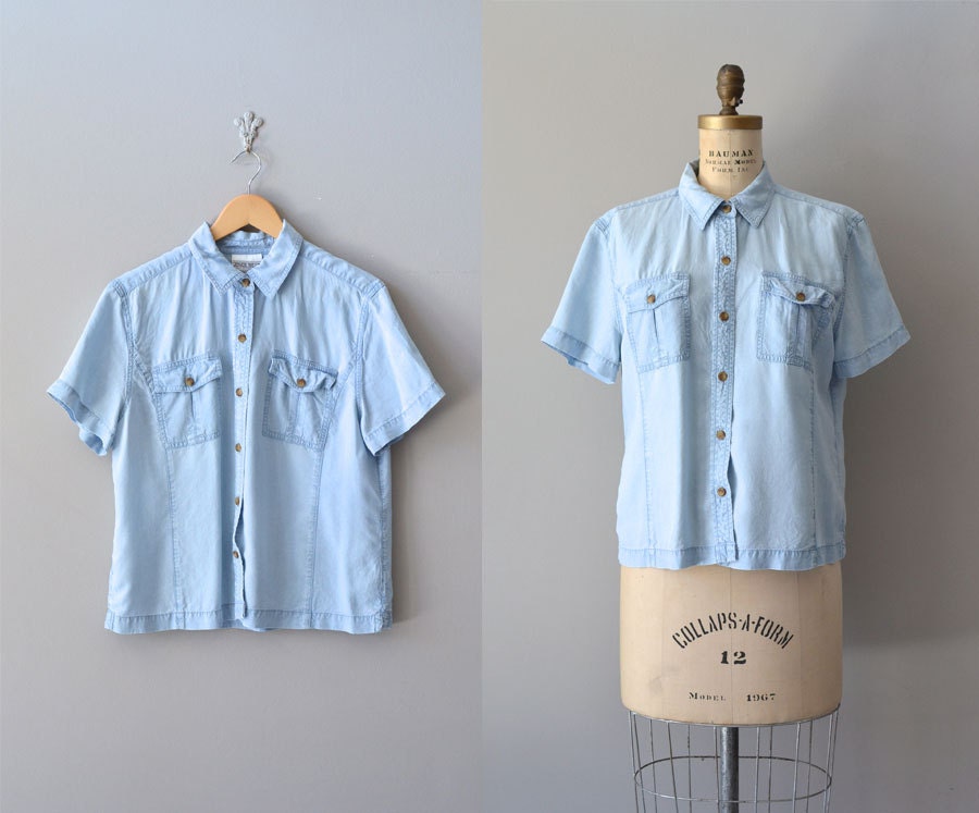 cropped denim top / chambray denim shirt / Jessica top