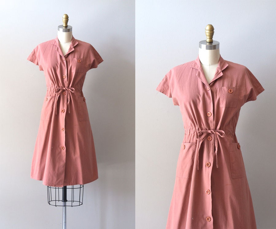 cotton 1970s dress / vintage 70s dress / Plain Heart dress
