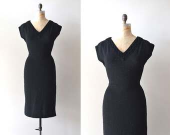 1950s dress / 50s knit dress /  Fascination boucle knit dress
