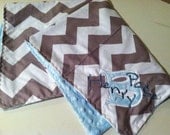 Baby Girl or Boy Reversible Blanket with Minky Personalized Monogram Name and Initial Appliqué You Choose Fabrics