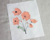 Bundle of Poppies Panel Hand Screen Printed (C)