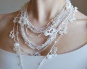 FEATURED on JeWELRY AFFAIRE MaGAZINE . Linen Lariats -Necklaces in Off White linen .Set of 2. Ready to ship.