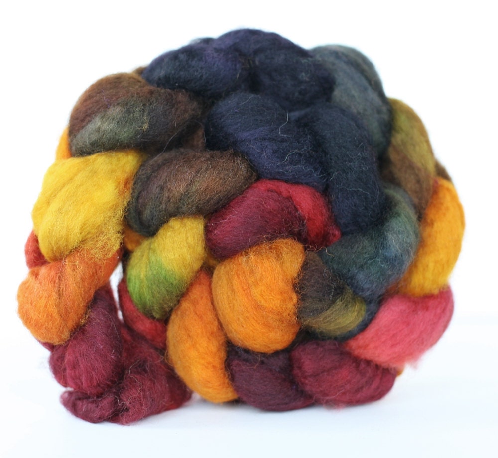 Celtic Fire 4 oz- BFL Superwash Wool Handpainted Top/Roving for Spinning or Crafting