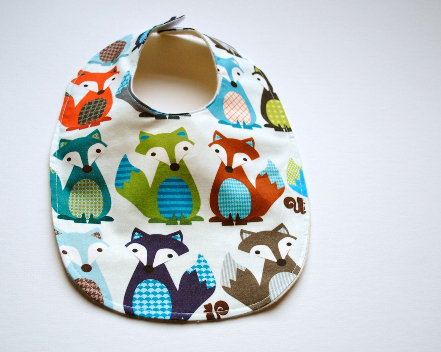Fox BABY BIB -  Eco Friendly Modern Kids Food Bib with Organic Cotton Flannel - Woodland Animals