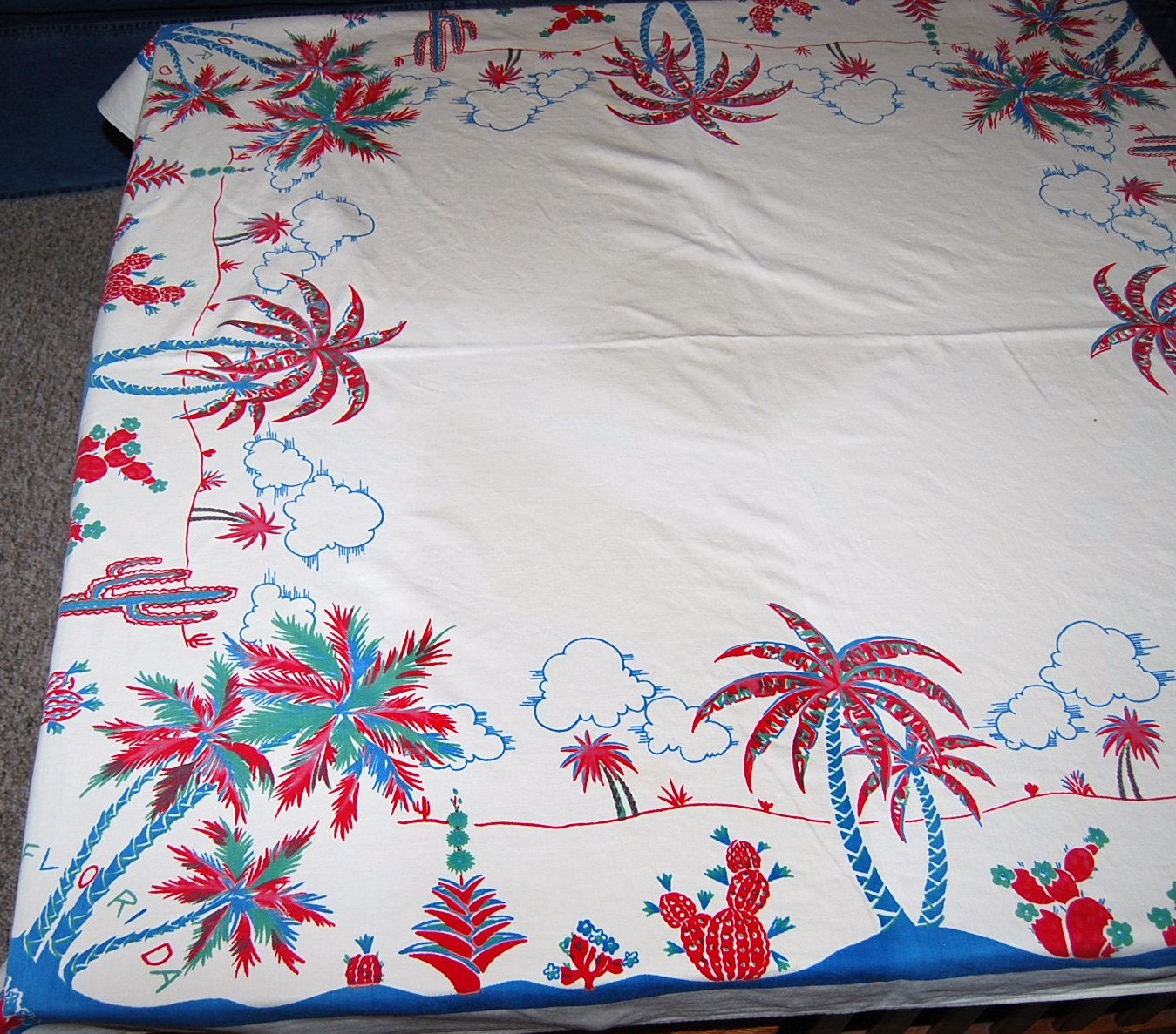 Vintage Tablecloth Florida Souvenir