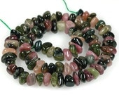 ON SALE Watermelon Tourmaline 9-10mm  Nugget beads Multi Color smooth tumbled Tourmaline nuggets - Half strand