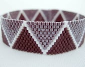 Beadwork Peyote Bracelet Currant Seed Bead Beadwoven Chevron (Made to Order)
