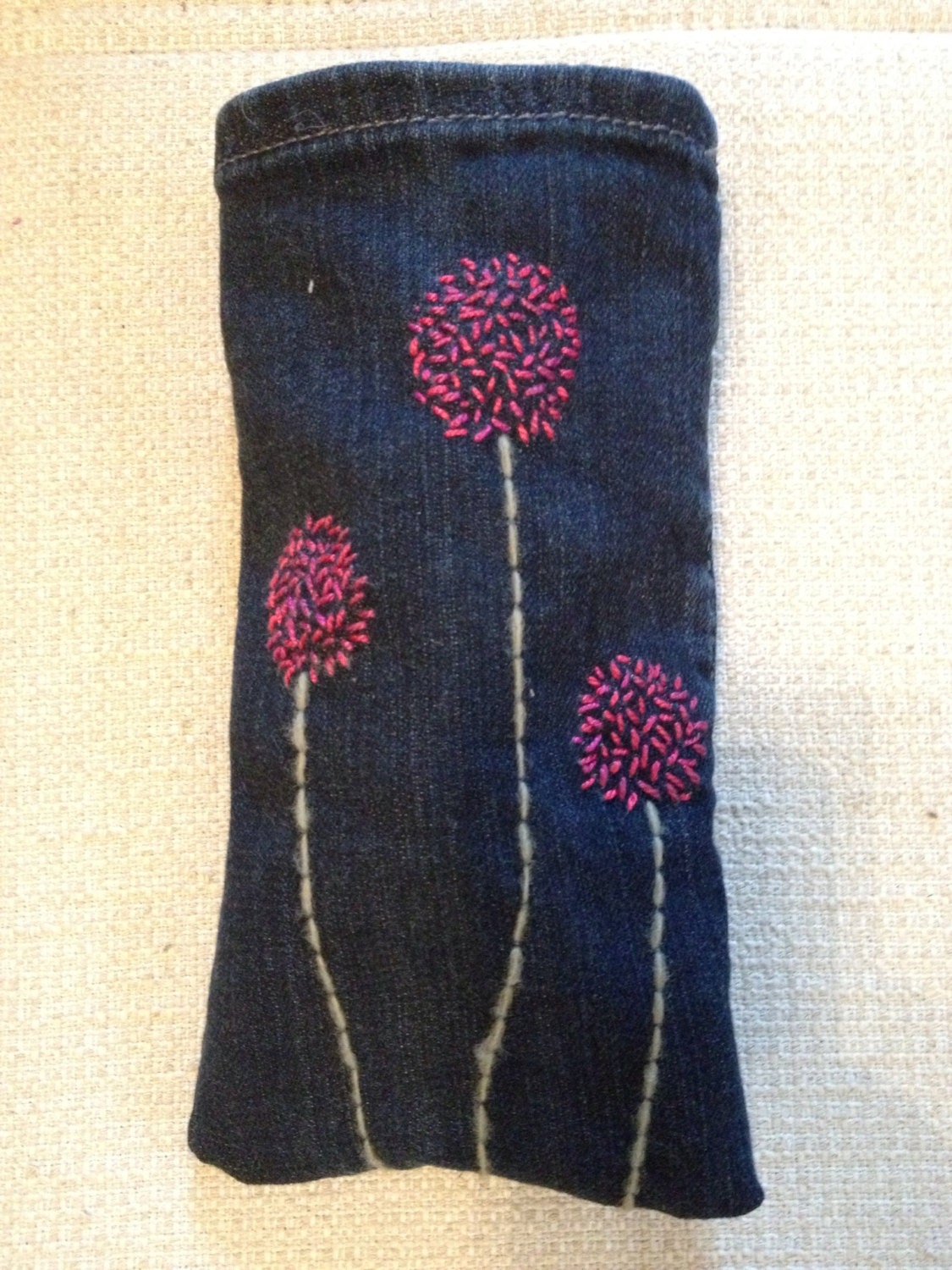 Recycled Jeans Sunglasses Pouch - Pink Dandies