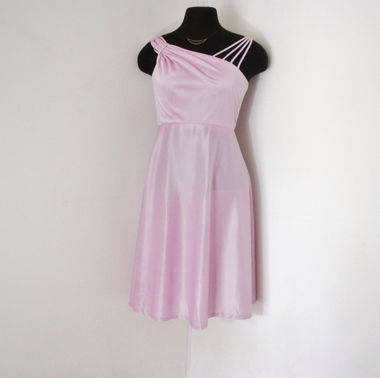 vintage 1970s pastel ASYMMETRICAL fit and flare BALLERINA goddess dress small