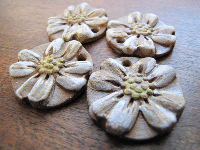 White Dogwood Pendant in Brown Clay