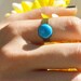 Ring Stone Turquoise Bronze Cabochon Bead Bohemian Hippie Eclectic Large Base Statement Jewelry Adjustable