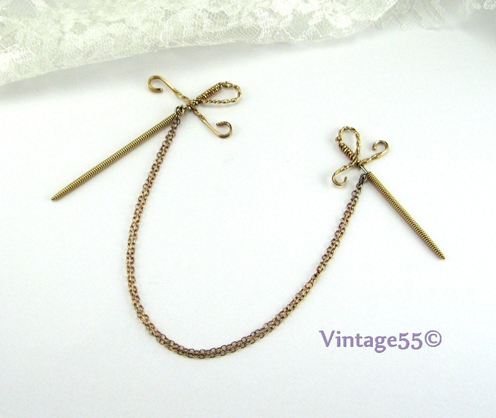 Vintage Sword Chatelaine Brooch pin
