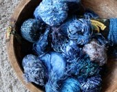 Blue Yarn Destash various makers and types viscose, metal, metalic, poly, mohair, ribbon, glitz and more