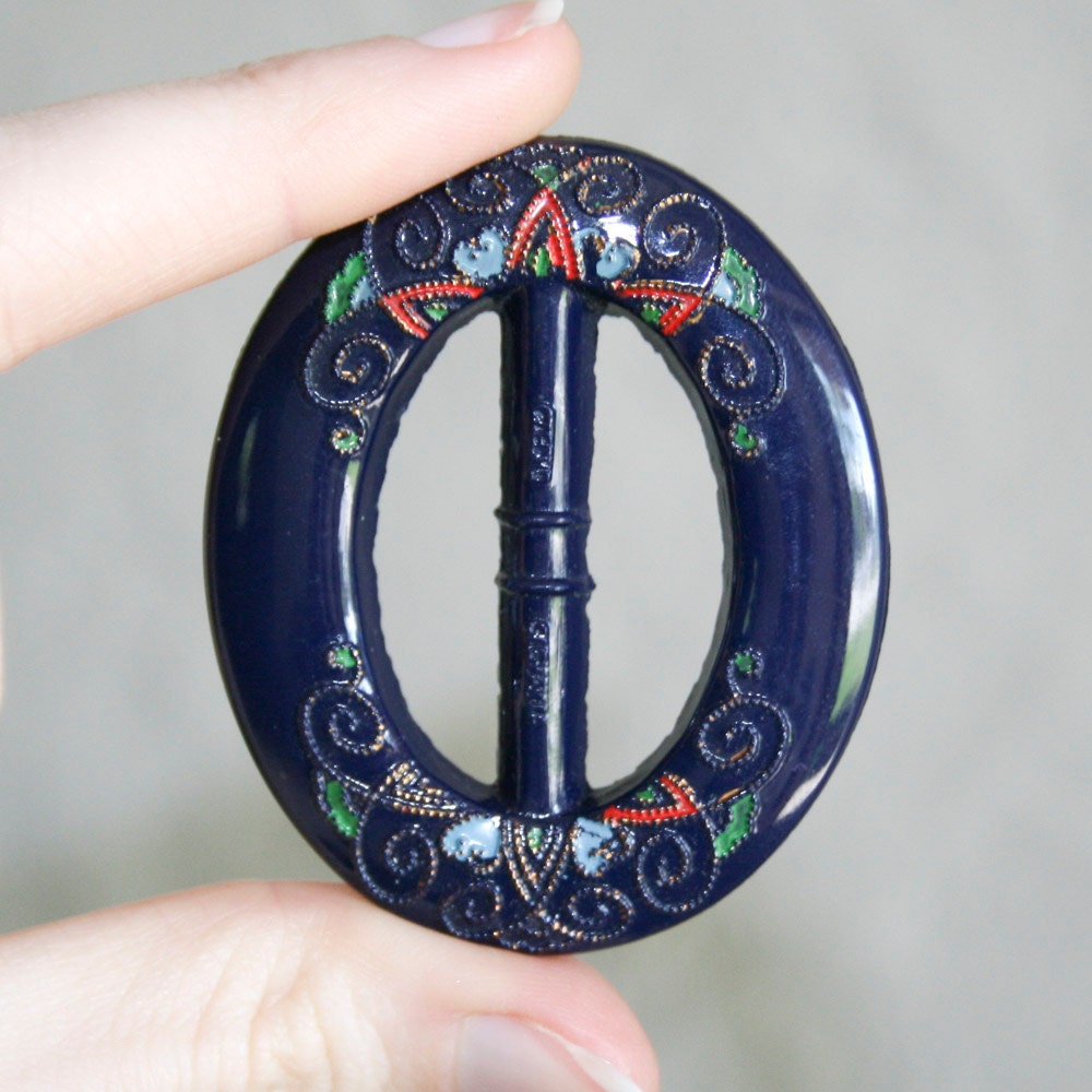 Blue Glass Czechoslovakia Buckle