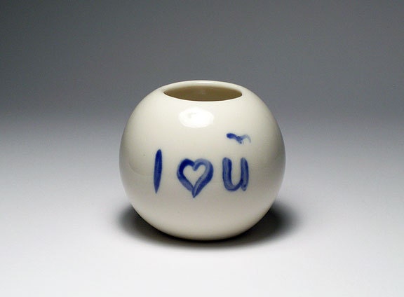I Heart U Decorated Sphere Vase - mid size ON SALE