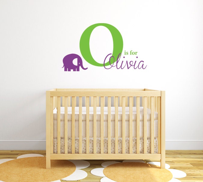 Wall Decal - Name Letter and Elephant