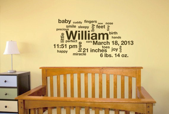 Nursery Wall Decal - Baby Name Subway Art