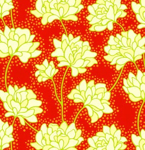 Heather Bailey Fabric - Peonies Red from Pop Garden Collection 1 yard